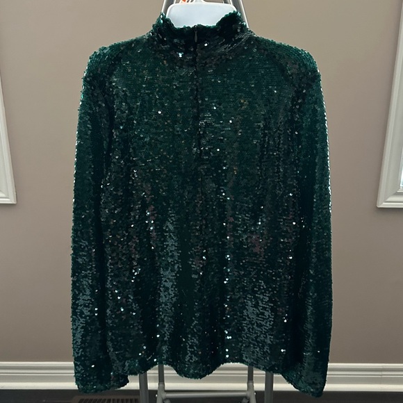 Zara women green high neck sequin top. Ref: 2731/350 Size Medium - Picture 4 of 10